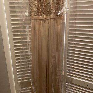 NWT Open-Back Sequin and Mesh Dress